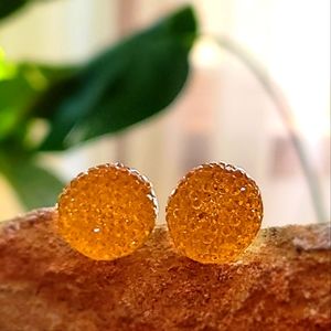 Faux Druzy Yellow Circle Stud Earrings Fashion Jewelry